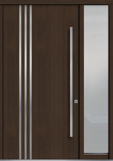 Pivot Mahogany-Wood-Veneer Wood Front Door  - GD-PVT-L1 1SL18 48x96