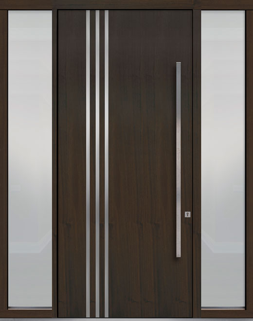 Pivot Mahogany-Wood-Veneer Wood Front Door  - GD-PVT-L1 2SL18 48x108