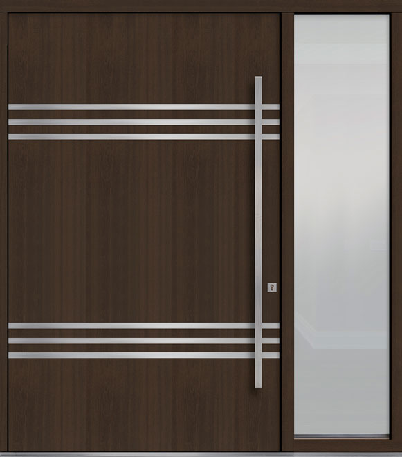 Pivot Mahogany-Wood-Veneer Wood Front Door  - GD-PVT-L3 1SL24 60x96