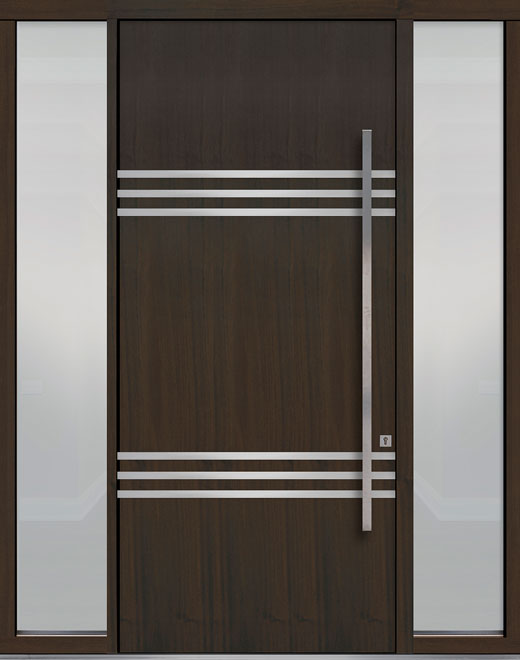 Pivot Mahogany-Wood-Veneer Wood Front Door  - GD-PVT-L3 2SL18 48x108