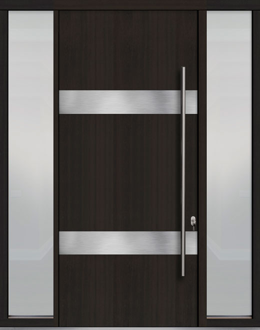 Pivot Mahogany-Wood-Veneer Wood Front Door  - GD-PVT-M1 2SL18 48x108