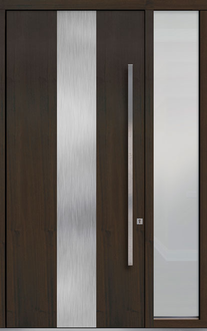 Pivot Mahogany-Wood-Veneer Wood Front Door  - GD-PVT-M2 1SL18 48x108