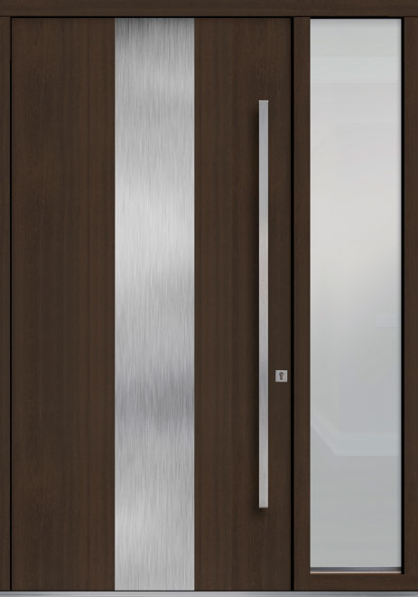 Pivot Mahogany-Wood-Veneer Wood Front Door  - GD-PVT-M2 1SL18 48x96