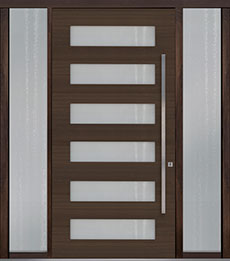 Custom Pivot Front  Door Example, Mahogany-Wood-Veneer-Walnut DB-PVT-006 2SL18 48x96 in Minneapolis, Minnesota