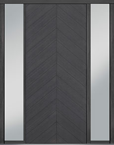 Pivot Front  Door Example - Single with 2 Sidelites, Oak-Wood-Veneer, Modern Euro Technology