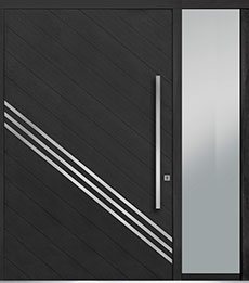 Pivot Front  Door Example - Single with 1 Sidelite, Oak-Wood-Veneer, Modern Euro Technology