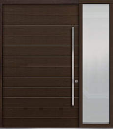 Custom Pivot Front  Door Example, Mahogany-Wood-Veneer-Walnut DB-PVT-A3 1SL24 60x96 Austin, Texas