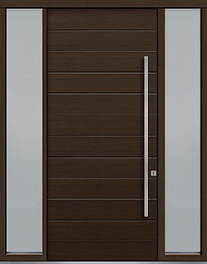 Custom Pivot Front  Door Example, Mahogany-Wood-Veneer-Walnut DB-PVT-A3 2SL18 48x108 in New York