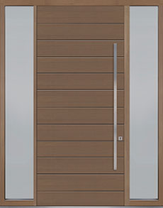 Pivot Front  Door Example - Single with 1 Sidelite, Oak-Wood-Veneer, Modern Euro Technology