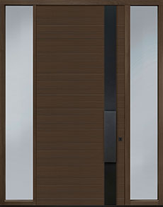 Custom Pivot Front  Door Example, Oak-Wood-Veneer-Walnut DB-PVT-A5 2SL18 48x108