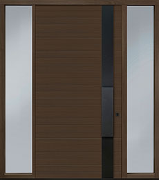 Custom Pivot Front  Door Example, Oak-Wood-Veneer-Walnut DB-PVT-A5 2SL18 48x96