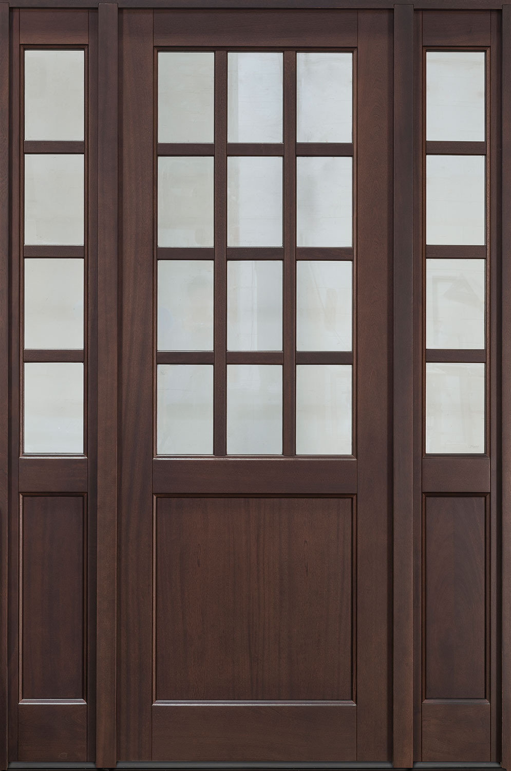 Classic Mahogany Solid Wood Front Entry Door - Single with 2 Sidelites - DB-012PT 2SL