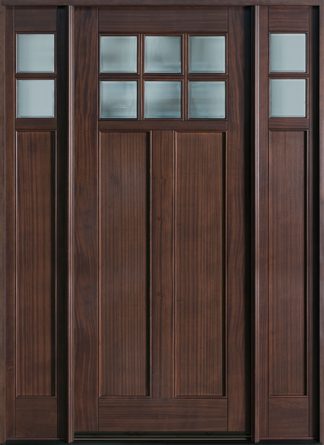 Classic Mahogany Solid Wood Front Entry Door - Single with 2 Sidelites - DB-112W 2SL