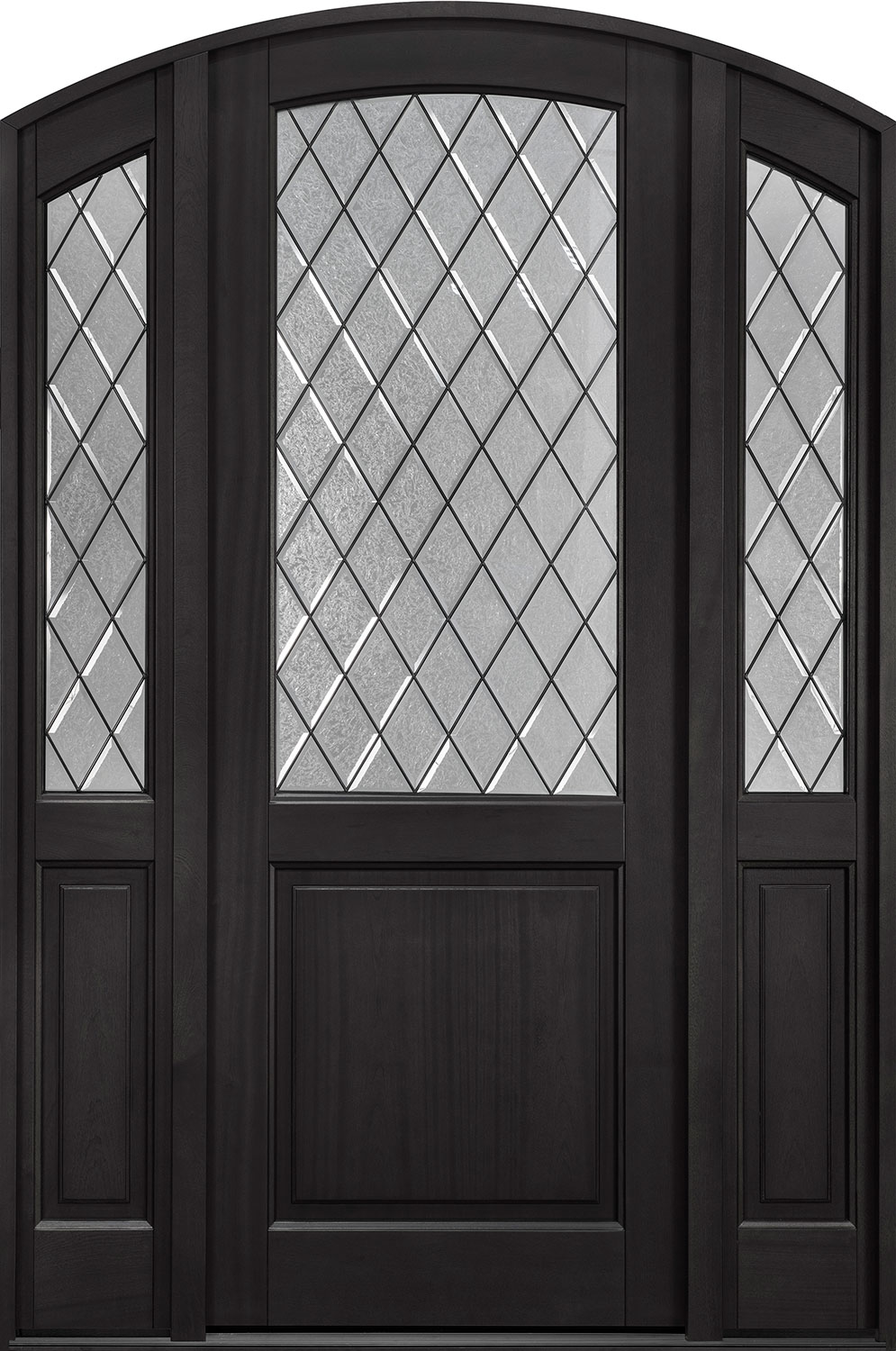 Classic Mahogany Solid Wood Front Entry Door - Single with 2 Sidelites - DB-552PTDG 2SL