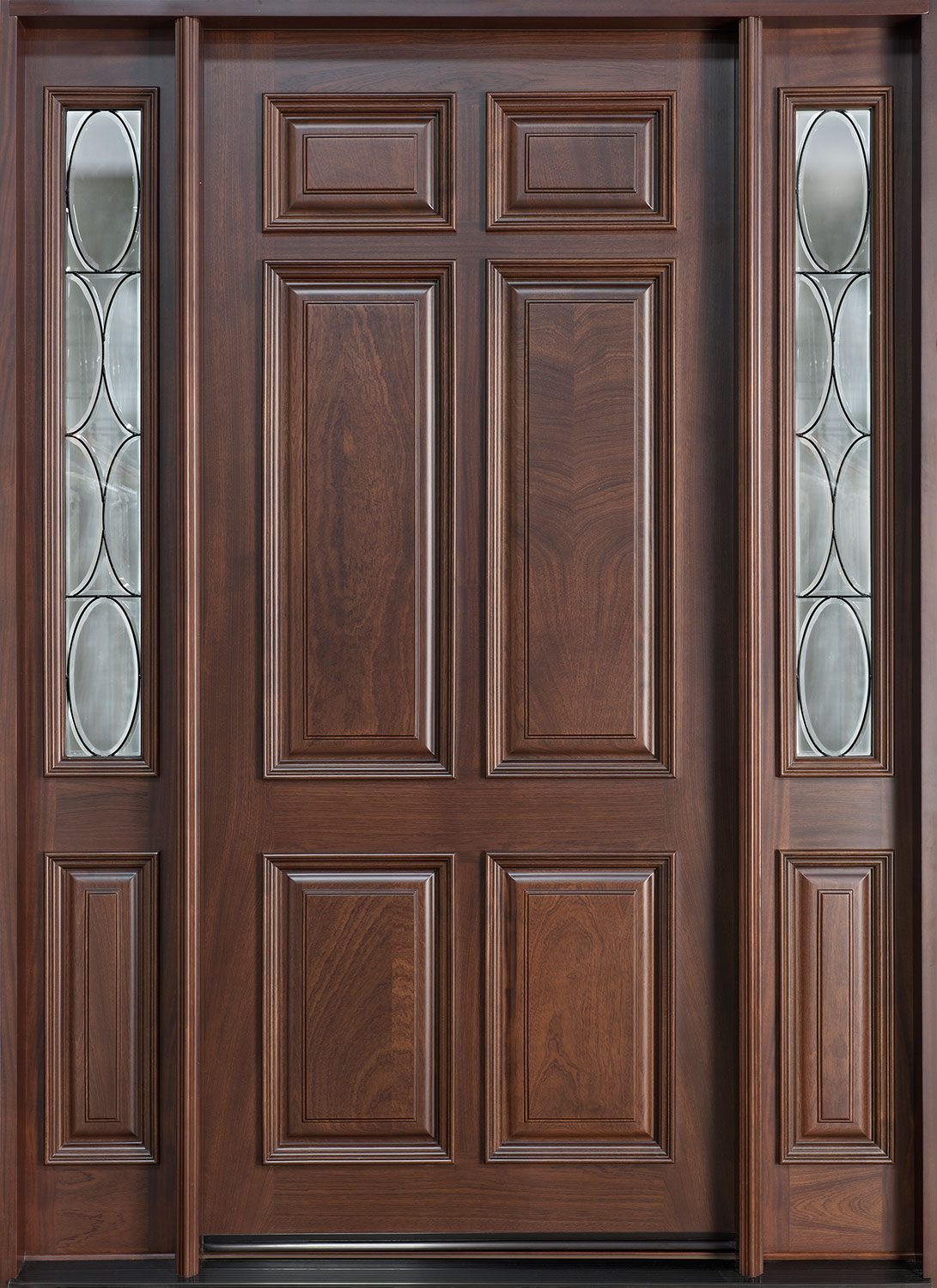 Classic Mahogany Solid Wood Front Entry Door - Single with 2 Sidelites - DB-660W 2SL