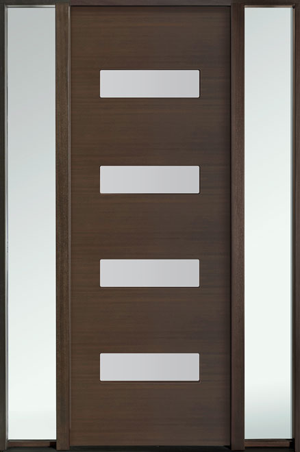 Modern Euro Collection Mahogany Wood Veneer Wood Front Door  - GD-EMD-004T 2SL