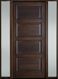 GD-4000PW 2SL-F Single with 2 Sidelites Mahogany-Walnut Wood Front Entry Door