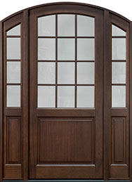 GD-801PW 2SL Single with 2 Sidelites Mahogany-Walnut Wood Front Entry Door