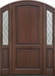 GD-802PWDG 2SL Single with 2 Sidelites Mahogany-Walnut Wood Front Entry Door
