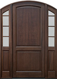 GD-802PW 2SL Single with 2 Sidelites Mahogany-Walnut Wood Front Entry Door