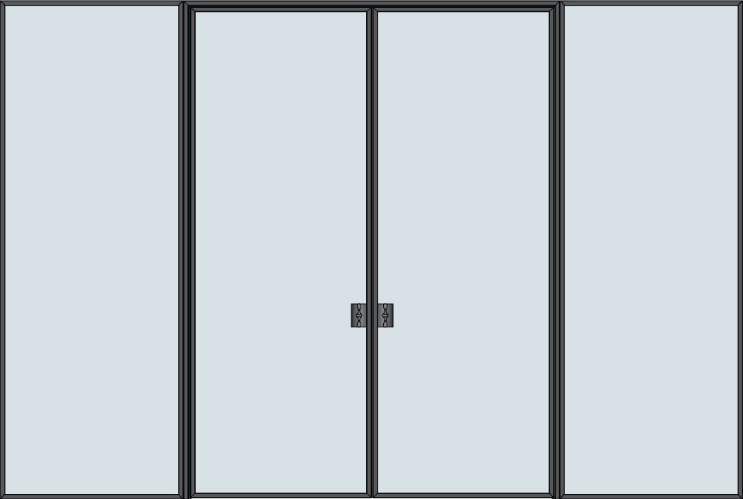 Steel and Glass Interior Doors - Modern, Model: STL-W1-36x96-DD-2SL36-W1 Door Design: Double with 2 Sidelites - Wide