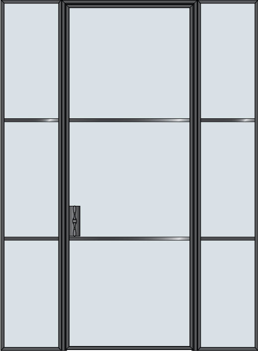 Steel and Glass Interior Doors - Modern, Model: STL-W3-36x96-2SL18-W3 Door Design: Single with 2 Sidelites