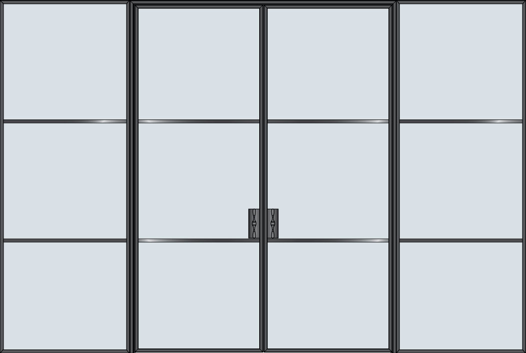 Steel and Glass Interior Doors - Modern, Model: STL-W3-36x96-DD-2SL36-W3 Door Design: Double with 2 Sidelites - Wide 