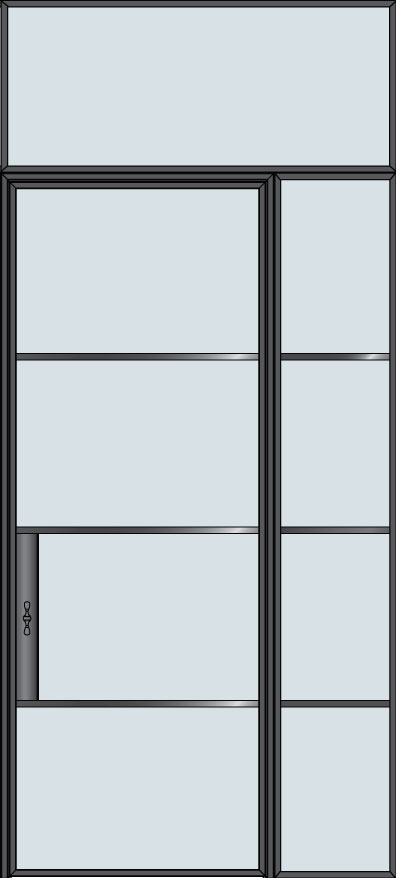 Steel and Glass Interior Doors - Modern, Model: STL-W4-36x96-1SL18-W4-TR24-W1 Door Design: Single with 1 Sidelite with Transom