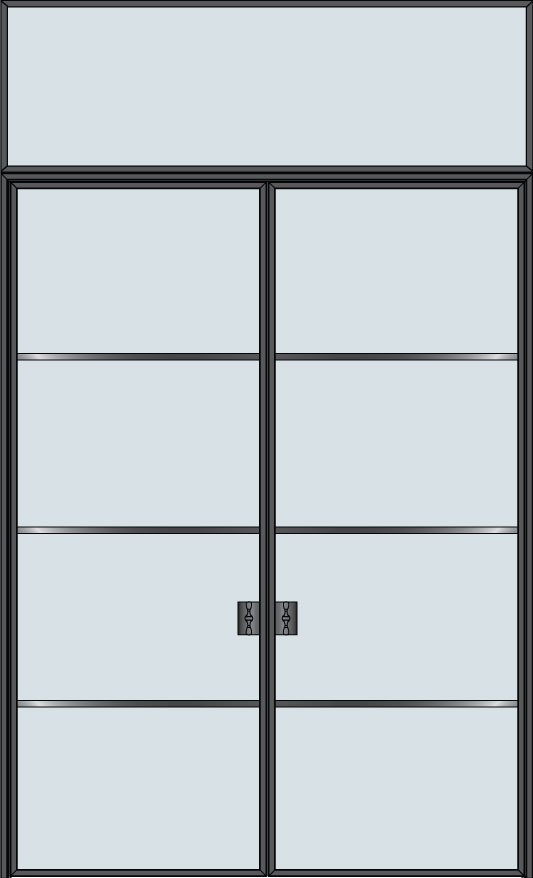 Steel and Glass Interior Doors - Modern, Model: STL-W4-36x96-DD-TR24-W1 Door Design: Double with Transom