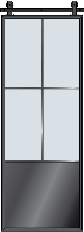 Steel and Glass Interior Doors - Modern, Model: STL-W4P-36x96-Barn Door Design: Single