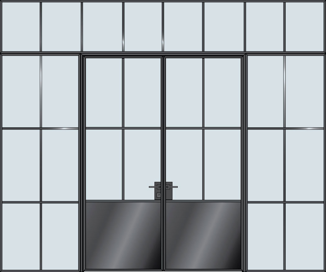 Steel & Glass Interior Door STL-W4P-DD-2SL-TR