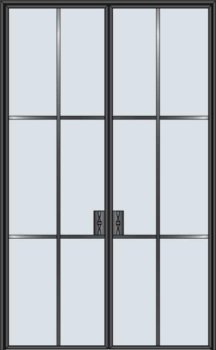 Steel and Glass Interior Doors - Modern, Model: STL-W6-29x94-DD-STOCK Door Design: Double - Narrow (In-Stock)