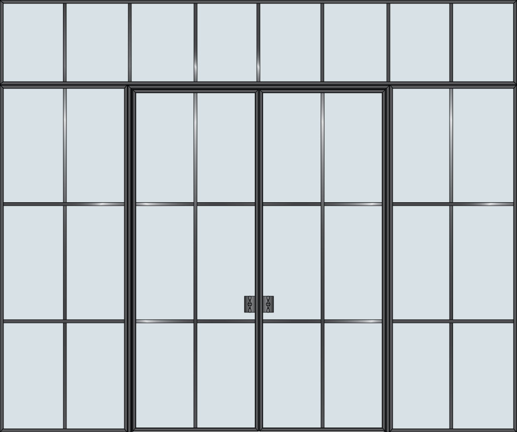 Steel and Glass Interior Doors - Modern, Model: STL-W6-36x96-DD-2SL36-W6-TR24-W8