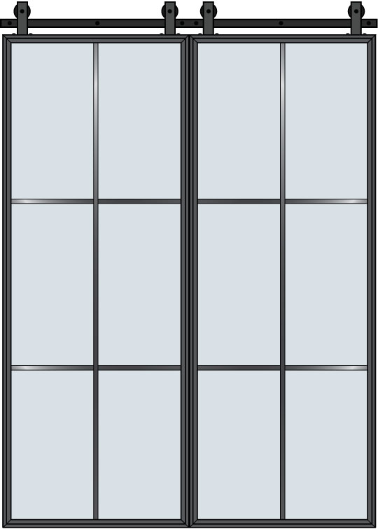 Steel and Glass Interior Doors - Modern, Model: STL-W6-36x96-DD-Barn Door Design: Double