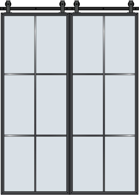 Steel & Glass Interior Door STL-W6-DD-Barn