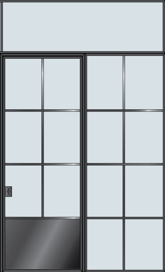 Steel & Glass Interior Door STL-W6P-1SL-TR