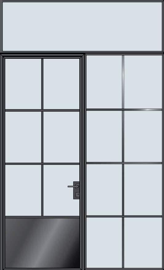 Steel & Glass Interior Door STL-W6P-1SL-TR