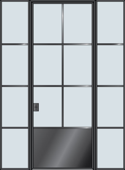 Steel and Glass Interior Doors - Modern, Model: STL-W6P-36x96-2SL18-W4 Door Design: Single with 2 Sidelites