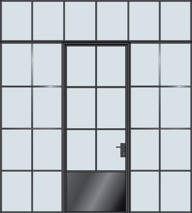 Steel & Glass Interior Door STL-W6P-2SL-TR