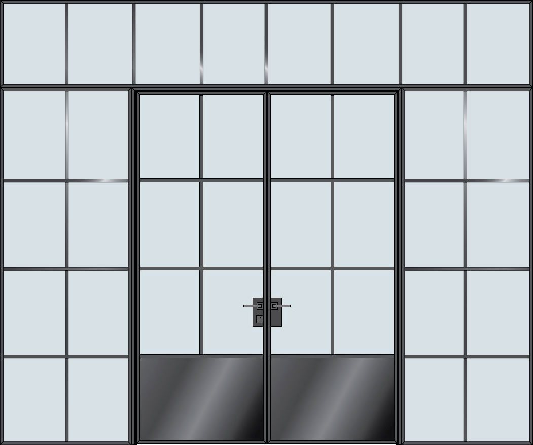 Steel & Glass Interior Door STL-W6P-DD-2SL-TR