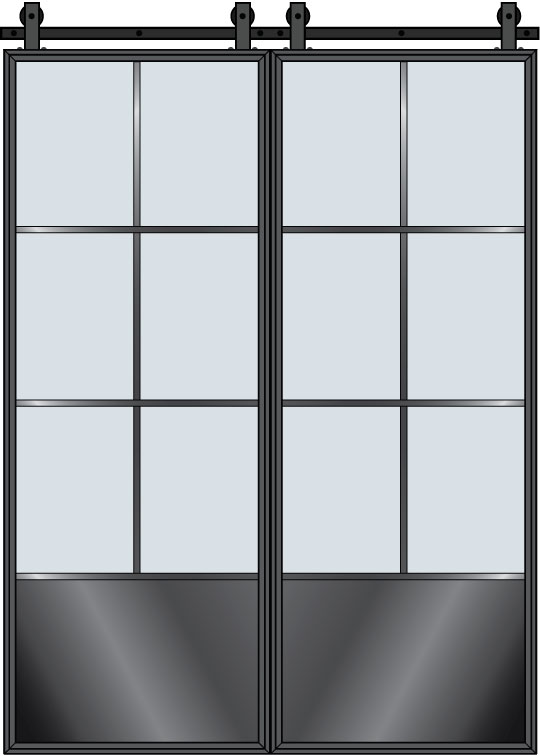 Steel & Glass Interior Door STL-W6P-DD-Barn