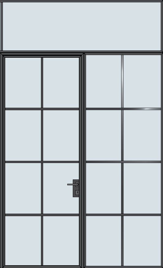 Steel & Glass Interior Door STL-W8-1SL-TR