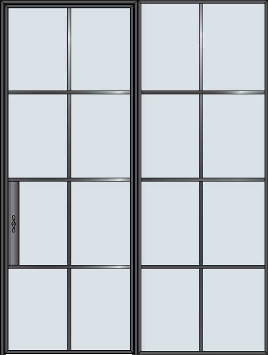 Steel and Glass Interior Doors - Modern, Model: STL-W8-36x96-1SL36-W8 Door Design: Single with 1 Sidelite - Wide