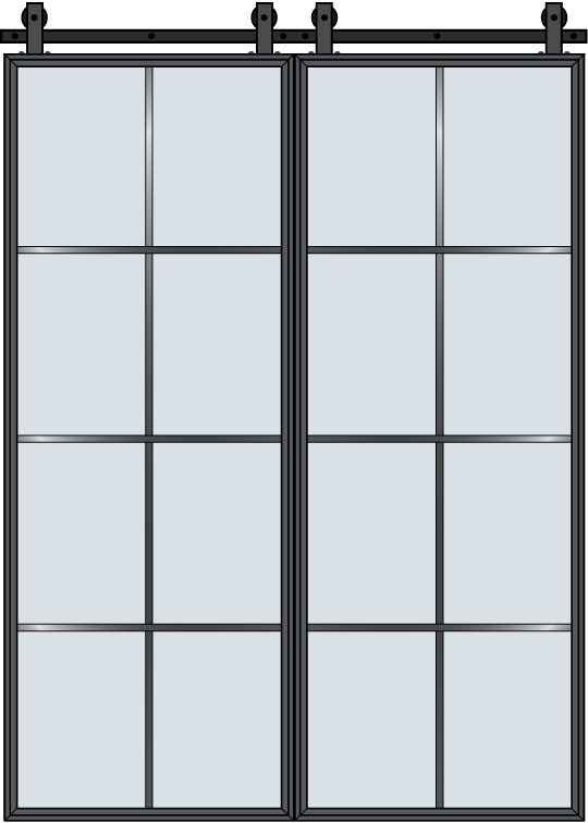 Steel and Glass Interior Doors - Modern, Model: STL-W8-36x96-DD-Barn Door Design: Double