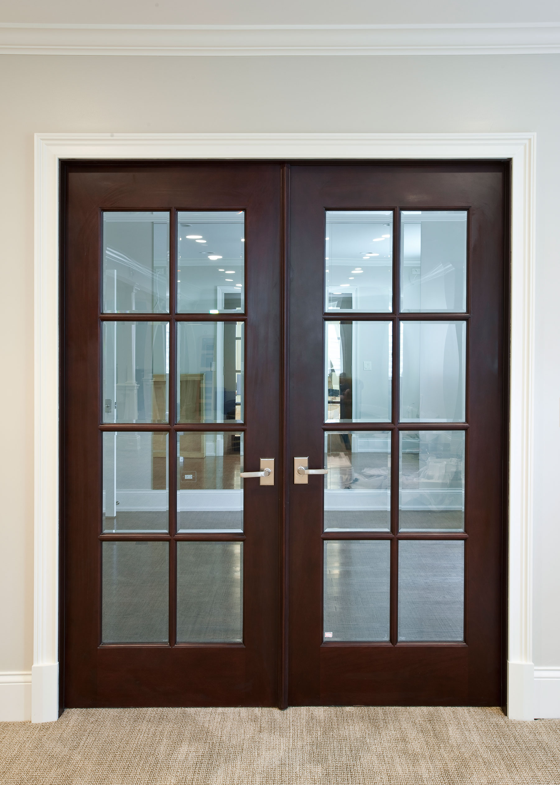 Interior Door Custom - Double - Solid Wood with Dark Mahogany Finish ...