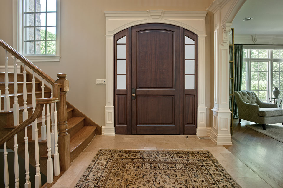 Classic Entry Door.  Eurowood Front Entry Door With Sidelites, Classic Style DB-802PW 2SL