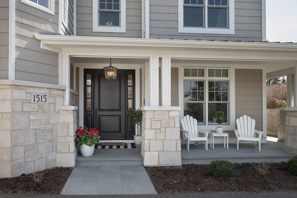 Classic Front Door.  Classic Two Panel Front Entry Door With Sidelites, Exterior View DB-301PW