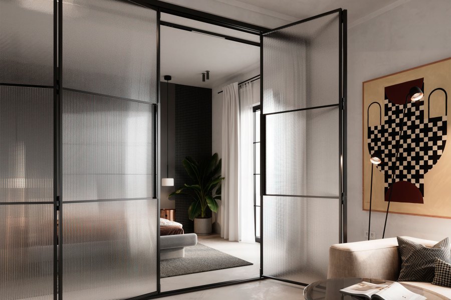 Glass and Steel Interior Doors with sidelites Folding POLO 3 1