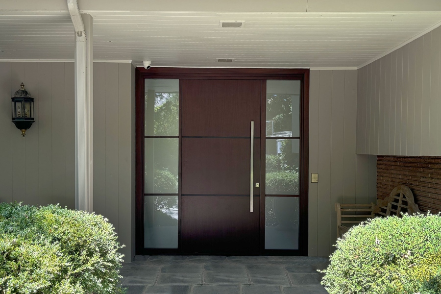 modern front door, mahogany door with walnut finish 4